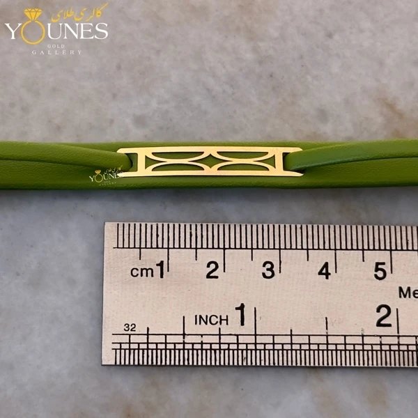 دستبند طلا زنانه چرمی مستطیل مینیمال L442